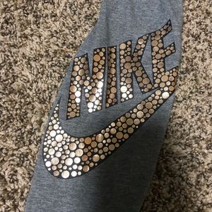 Gray Nike Leggings with Bronze Nike Logo - Small